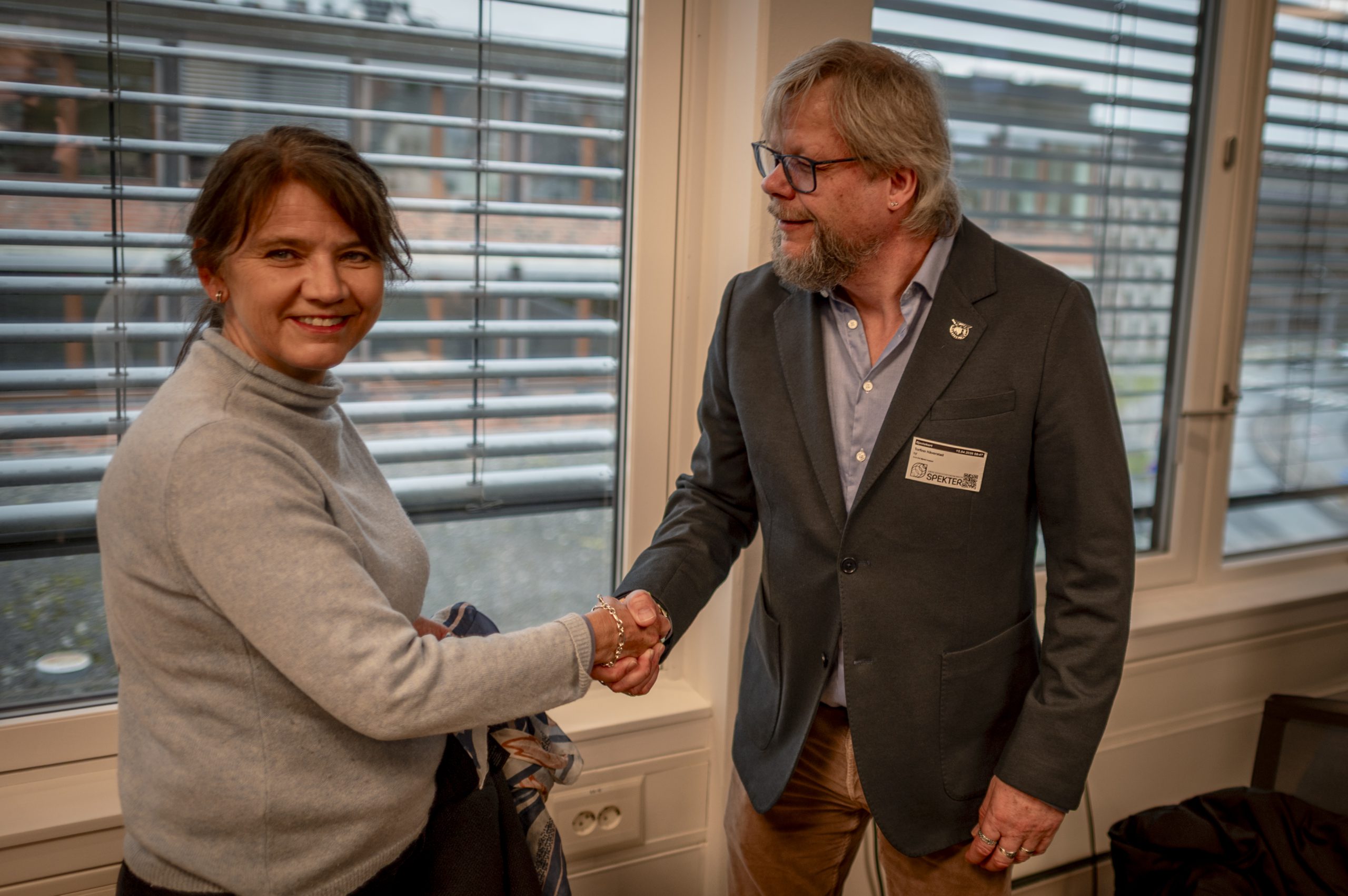 GOD STEMNING: Ikke noe å si på stemningen mellom Spekters administrerende direktør Anne-Kari Bratten og NJFs forbundsleder Torfinn Håverstad.