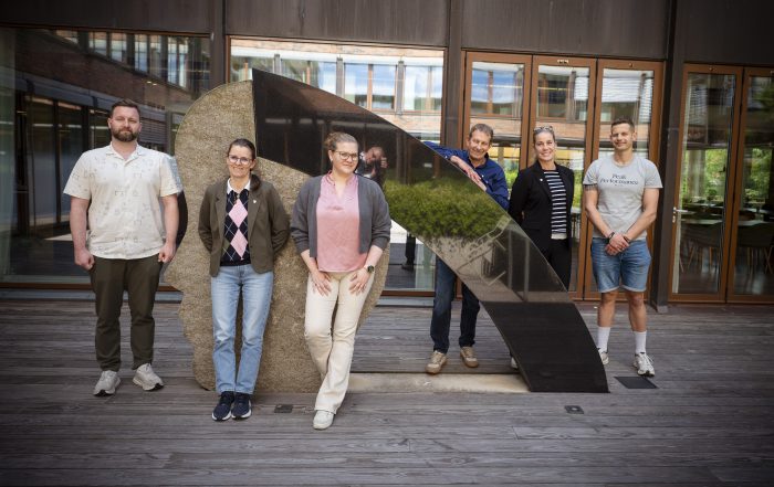 NJFs forhandlingsutvalg bestående av Gorm Jøraholmen (t.v.), Eli Ingeborg Baadstøe-Ostrø, Jeanette Engelund Glæserud, Trond Aksel Nedberg, Bianca Fedje og Mads Holt Andersen.